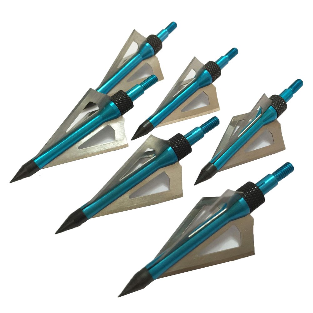 JIEXI HWYP Archery Broadheads Compound Bow Arrow Heads 100 Grains 5 Colors Pack of 6