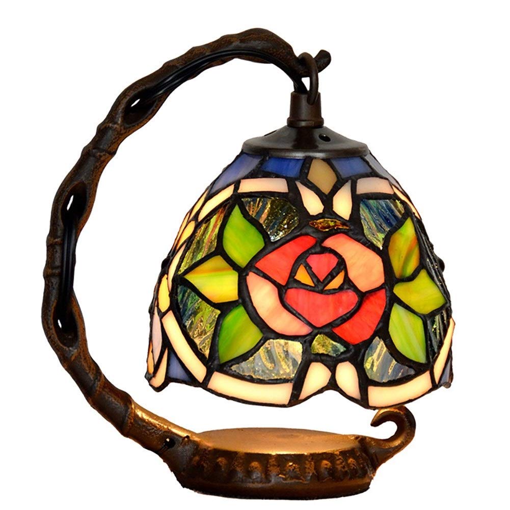 Lampa Stołowa Witrażowa W Stylu Tiffany,Ręcznie Robiona,Lampka Nocna W Kolorze Różowego Czerwonego Szkła,Dekoracja Festiwalowa,Lampka Nocna,Lampka Nocna,Lampka Stołowa