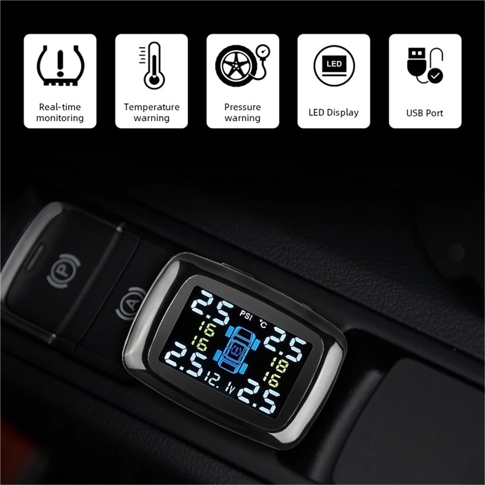 system kontroli ciśnienia w oponach Czujniki Systemu Monitorowania Ciśnienia W Oponach TPMS Samochodzie Zapalniczka Z Portem USB System Kontroli TPM(Internal sensor)