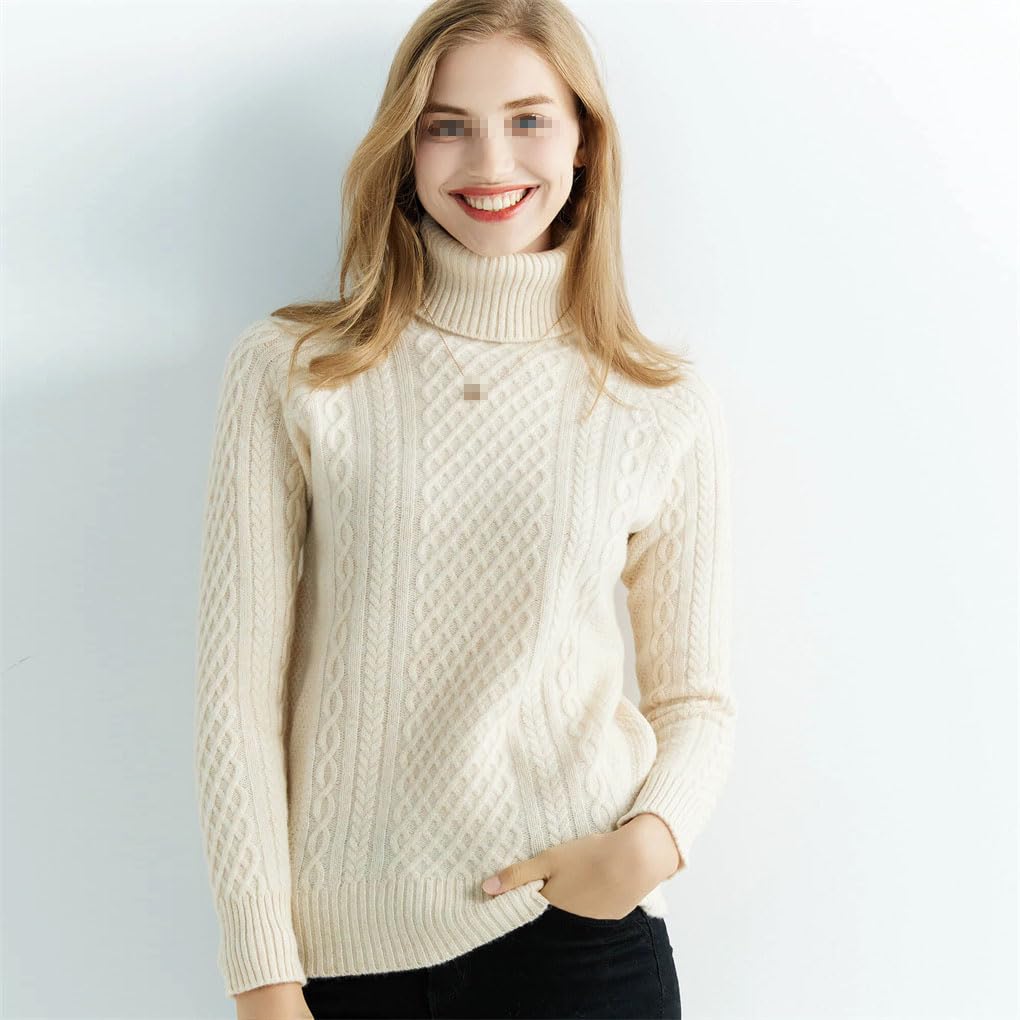 keusyoi Frauen Strickpullover 100% Merino Wolle Rollkragen Langarm Pullover Winter Herbst Pullover Top Weibliche Pullover