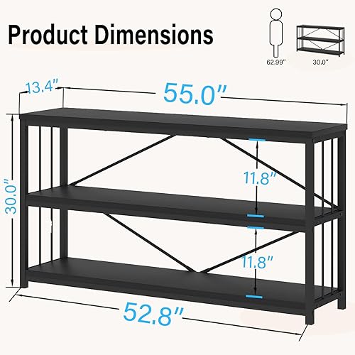 Miniatura 2 de LVB Mesa consola negra, mesa de entrada moderna para pasillo sala de estar, mesa de sofá industrial detrás del sofá, mesa de entrada de metal de
