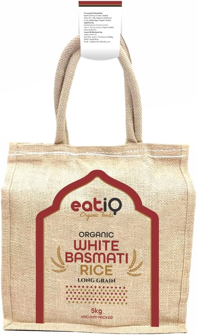 eatiQ Organic Foods - ORGANIC BASMATI RICE (WHITE) 5 KG BAG