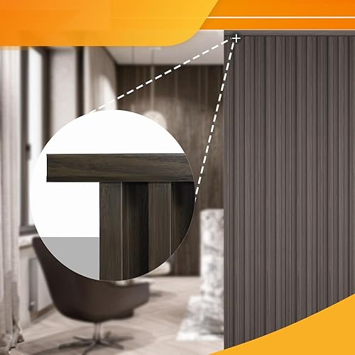 Miniatura 27 de OUZUGIE WPC Paneles de Pared de Lata Acústica, Paquete de 8 Paneles de Pared 3D de 96 x 6 Pulgadas para Decoración de Paredes Interiores, Sala de