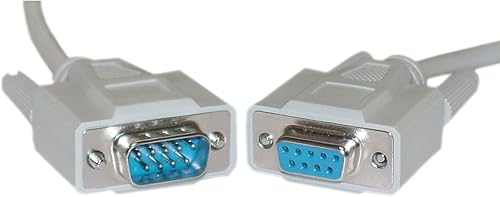 CableWholesale Cable de extensión serie de 25 pies, DB9 macho a hembra, 28 AWG, conductor RS232 9, 11, beige, extensor serie macho a hembra para