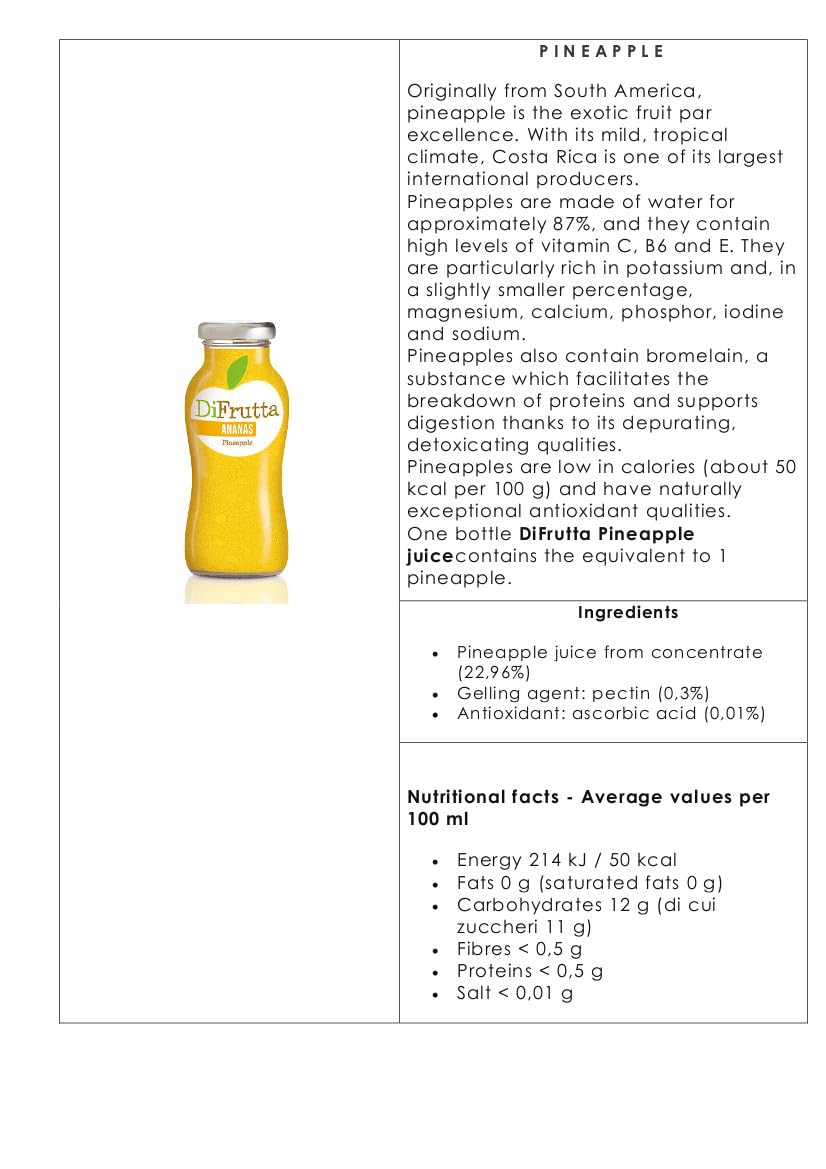 Jus d'ananas Difrutta 24 bouteilles de 20 cl