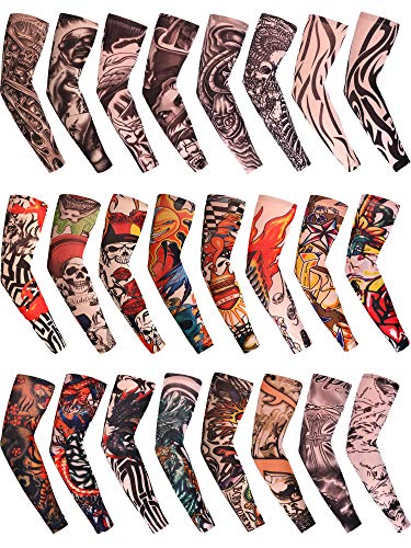 Chinco Fake Temporary Tattoo Sleeves UV Protection Arm Sleeve Cool Body Arts Tattoo Sleeves for Women Men Party Outdoor Activities Supplies (Set 1, 24 Pieces) Chinco Fake Temporary Tattoo Sleeves UV Protection Arm Sleeve Cool Body Arts Tattoo Sleeves for Women Men Party Outdoor Activities Supplies (Set 1, 24 Pieces)