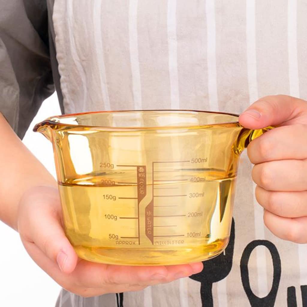 Tasses à mesurer en Verre résistant aux Hautes températures avec Tasses graduées Tasses à mesurer de qualité Alimentaire Tasses de Cuisson et de Battement d'œufs (500 ML)