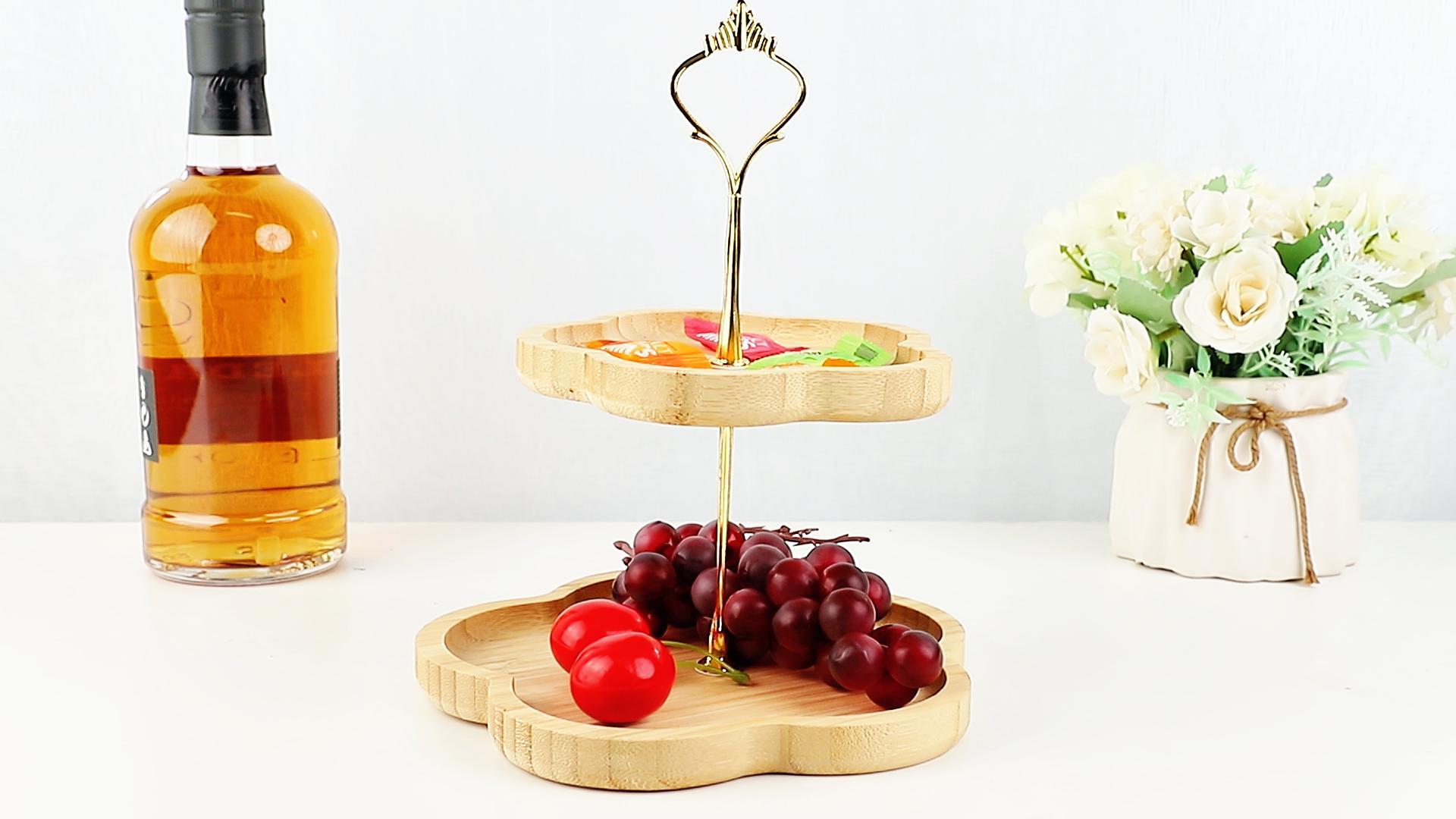 Présentoir à Gâteaux 2 Niveaux En Bois Zasjon - Support Cupcakes Et Desserts 14,4cm 19,2cm