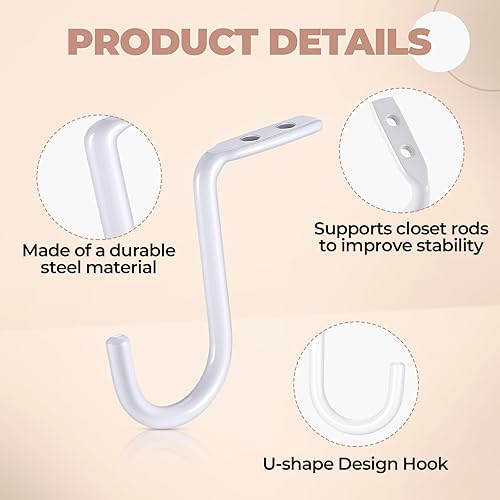 Miniatura 3 de Gisafai Soporte central de barra de armario de 1 pulgada de metal resistente para montaje en pared, soporte para armario, soporte de almacenamiento