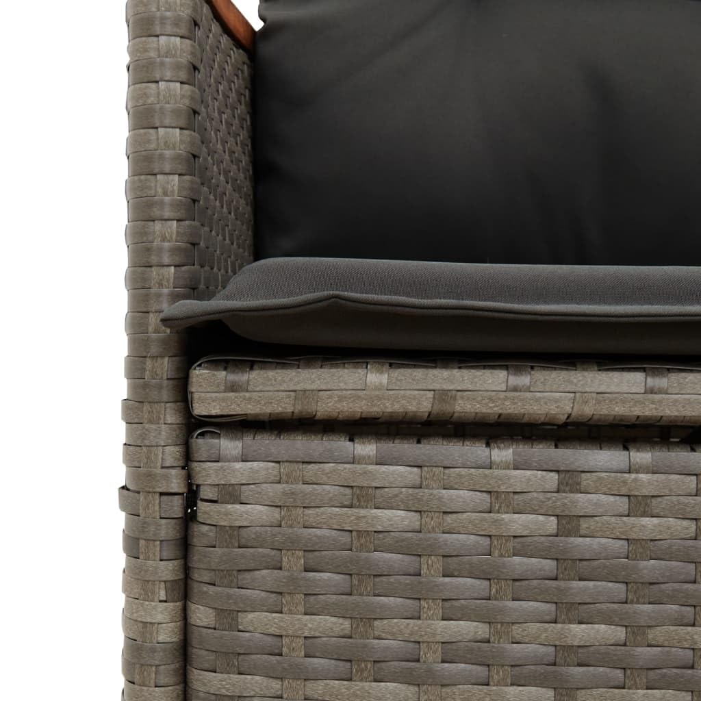 Poltrona reclinabile da giardino con cuscini in rattan sintetico grigio sedie da esterno resistente alle intemperie, poltrone per terrazze, mobili da giardino