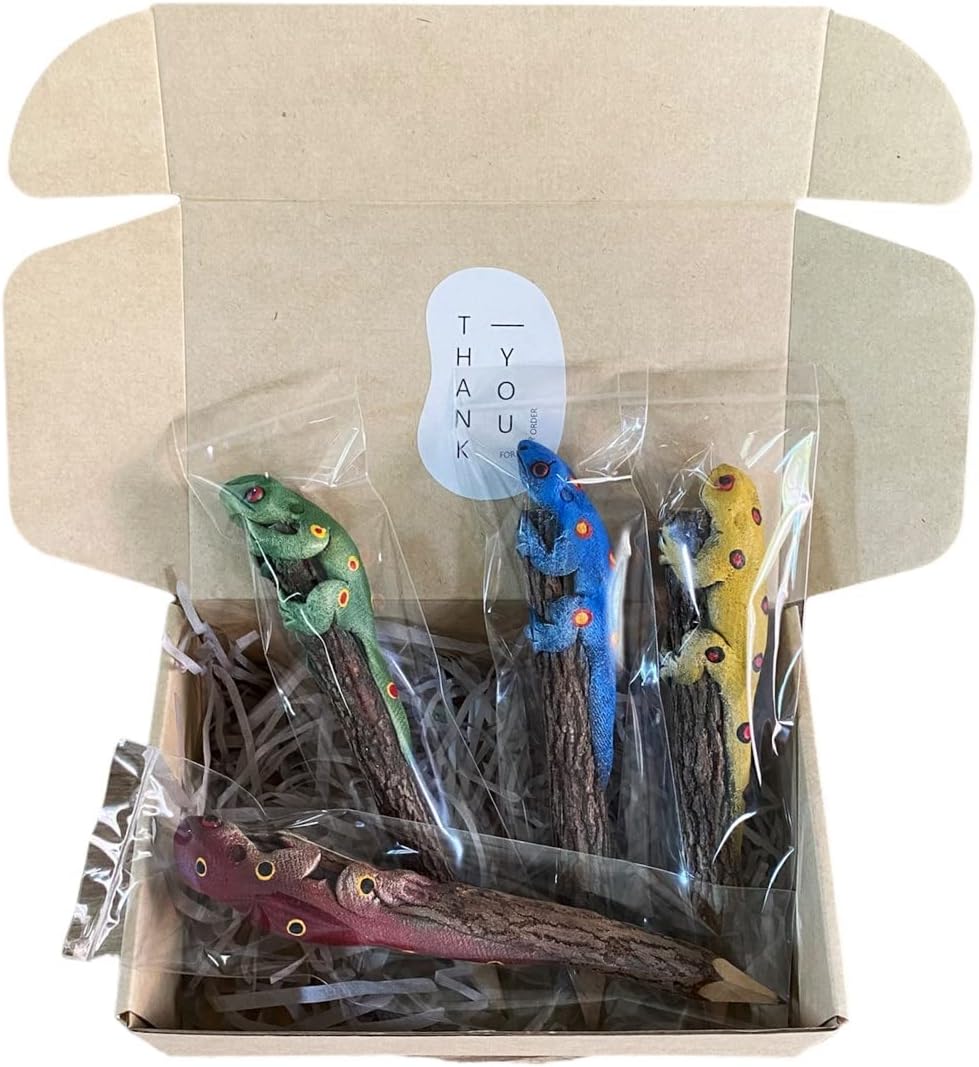 4 Color Gecko Lizard Wooden Pencils Animal Sawdust Sculpture Reptile Unique Pencils Supplies Novelty For Collection Home Office Supplies