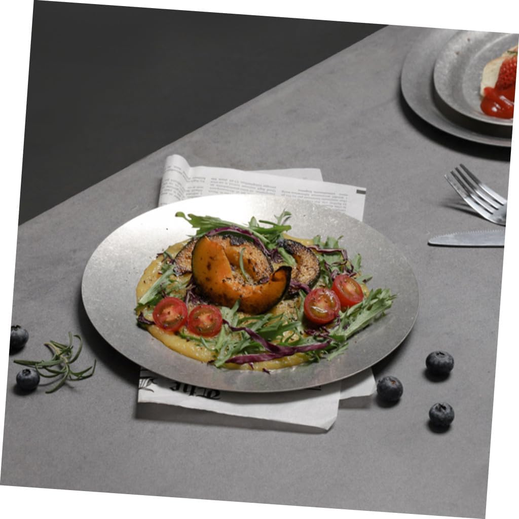 MAGICLULU Food Display Plate Stainless Steel Dinner Plate Versatile for Camping and Home