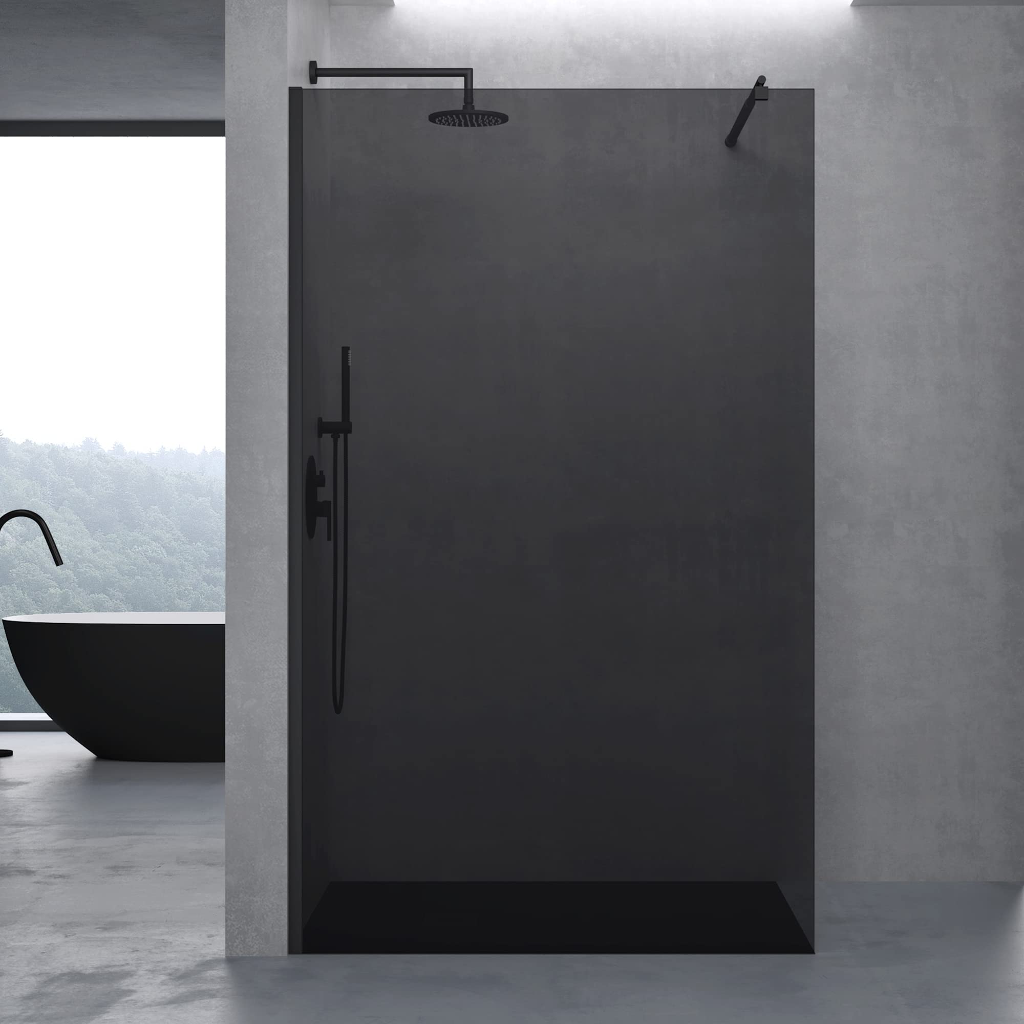 doporro Paroi de Douche Pare-Douche Verre de Securite Gris Teinté 8mm Douche à L'Italienne Barre de Stabilisation Inox Bremen1VG 130x200cm