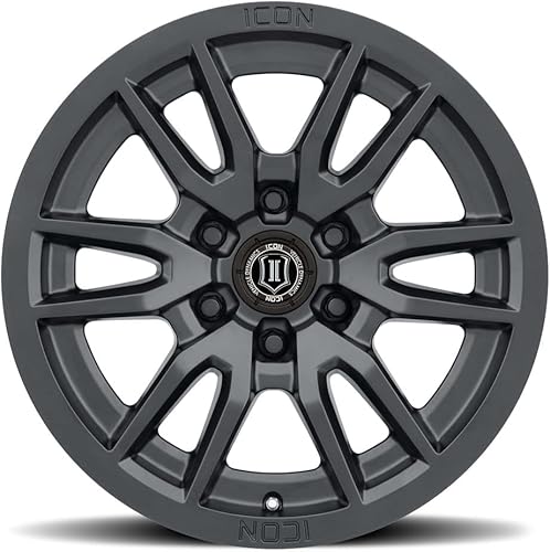 Miniatura 2 de ICON Alloys Vector 6, Negro Satinado, 17 x 8.56 x 5.5, 0mm de desplazamiento, 4.75" BS, 2417858347SB