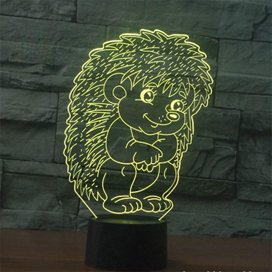 3D Hedgehog LED Table Desk Lamp,Optical Illusion Night Light,7 Colors Change with USB Charge Touch Control for Home Bedroom Decor for Child Adult image 4