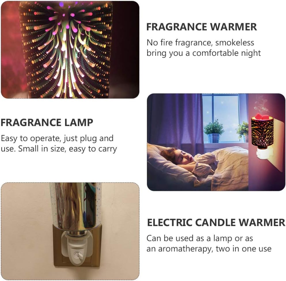 Uonlytech Electric Wax Melt Warmer Plug-in Glass Fragrance Warmer Oil Burner Scent Wax Tart Warmer Lamp Night Light for Spa Wedding Home Decor