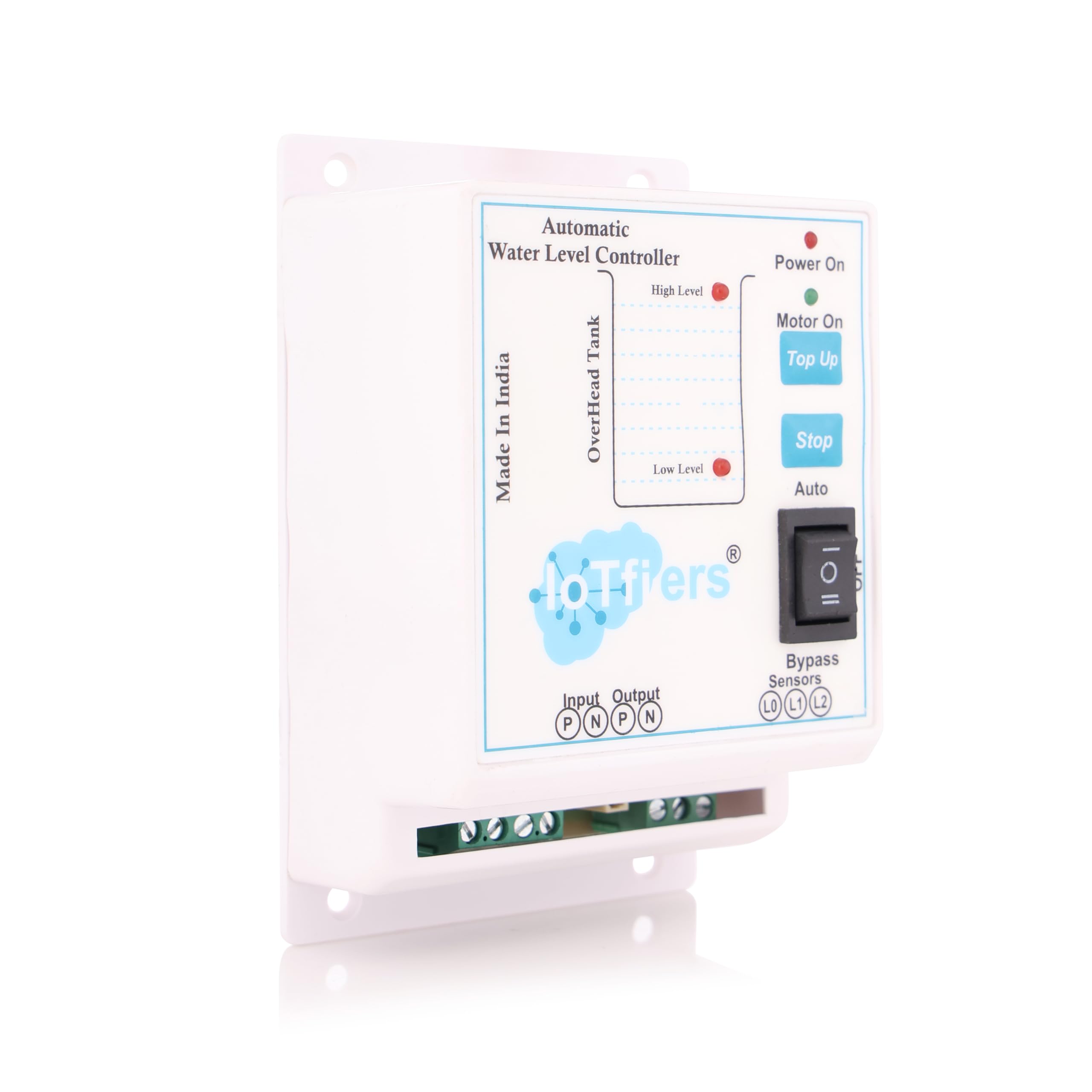IoTfiers Plastic ABS Fully Automatic Water Level Controller for Submersible Pump (Borewell) with 3 Stainless Steel Sensors