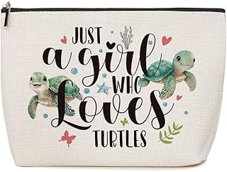 Turtle Gifts Sea Turtle Gifts for Women Just A Girl Who Loves Turtles Makeup Bag Sea Turtle Decor Birthday Gift for Turtle Lovers Christmas Gift Ideas for Daughter Sister Bestie Friends