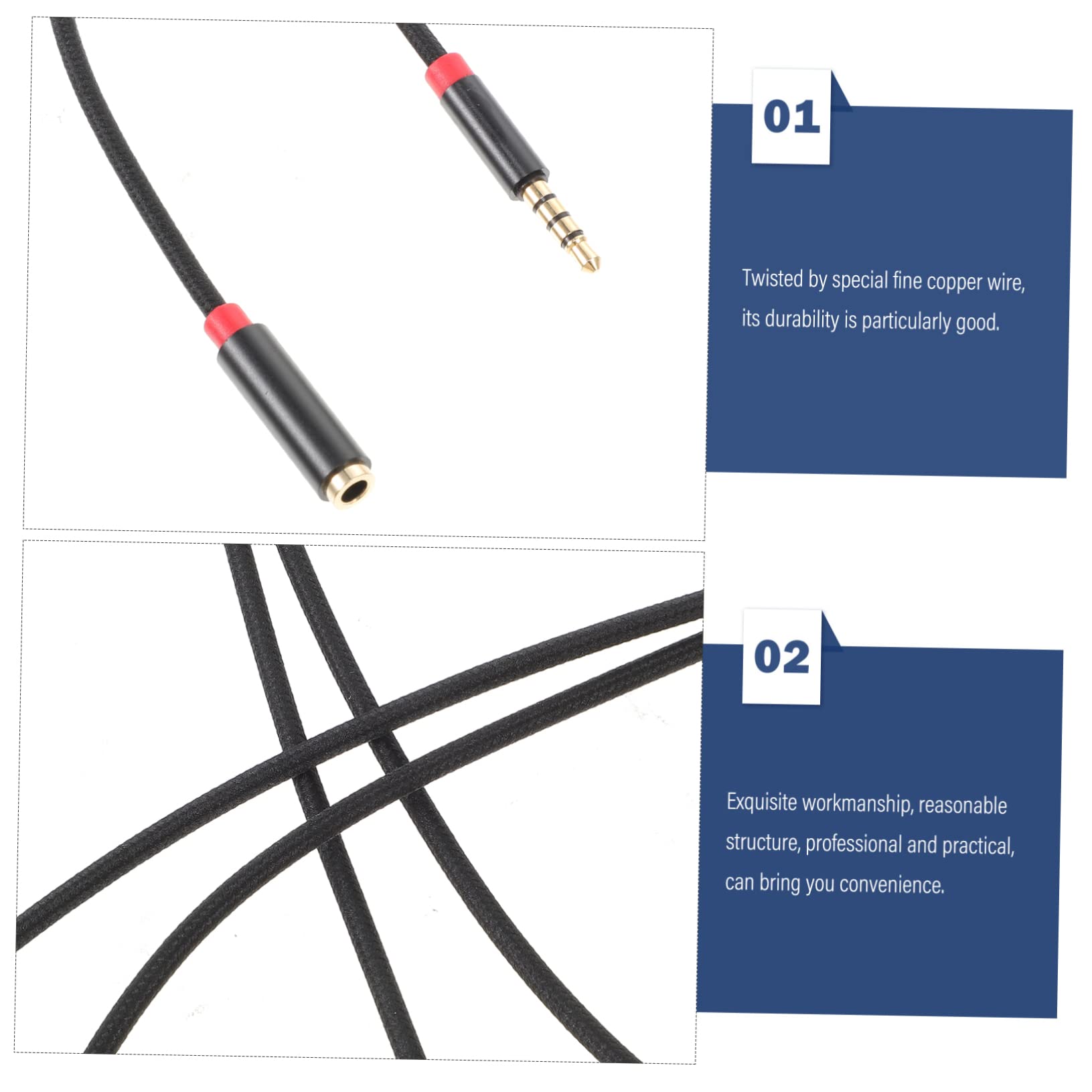 Holibanna Headphone Extension Cable Durable Male to Female Audio Cord Compatible with Professional Microphones and Equipment Wear Resistant and Design