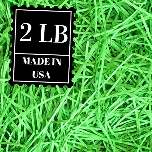 Shredded Paper Gift Basket Filler - Natural Packing Shreds for Crafts, Boxes and Bags, Recycled Decorative Stuffing Material, Raffia Confetti Easter Grass Fill by Mrs Fizz (Lime Green, 2 LB)