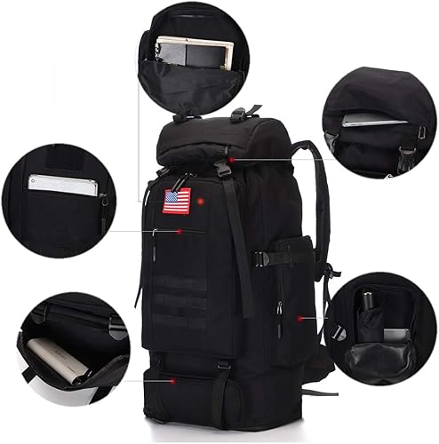 Miniatura 7 de W WINTMING Mochila de senderismo para hombres 70L100L, mochila militar Molle 3 días paquete de asalto para escalada