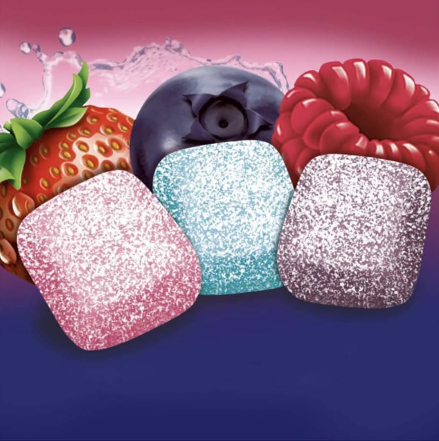 Miniatura 3 de Trident Vibes Sour Patch Kids Blue Redberry - Botella de goma de mascar sin azúcar, paquete de 2 unidades (80 unidades en total)