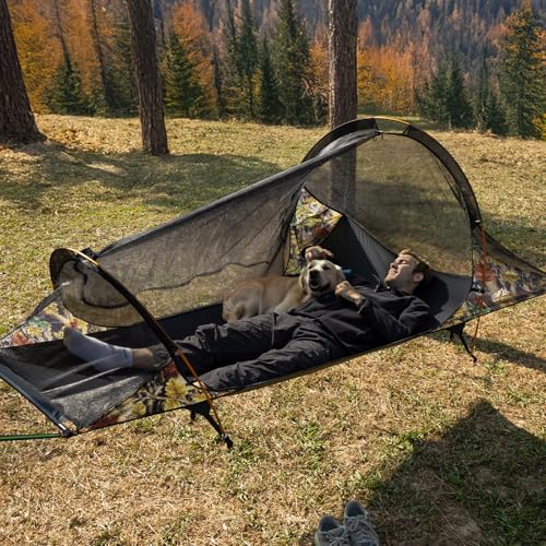 Night Cat Flat Lay Hammock Tent: Portable Lightweight Camping Hammock with Mosquito Net and Waterproof Rainfly for One Adult Outdoor Adventure - Image 4