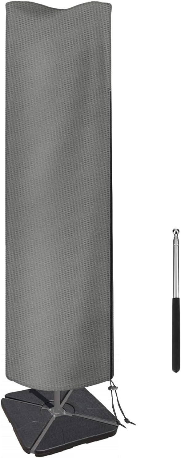 Patio Umbrella Cover Waterproof Umbrella Covers for Outdoor Umbrellas for 7 to 9Ft Umbrellas Protective Garden Market Parasol Umbrellas with Zipper and Rod, Black