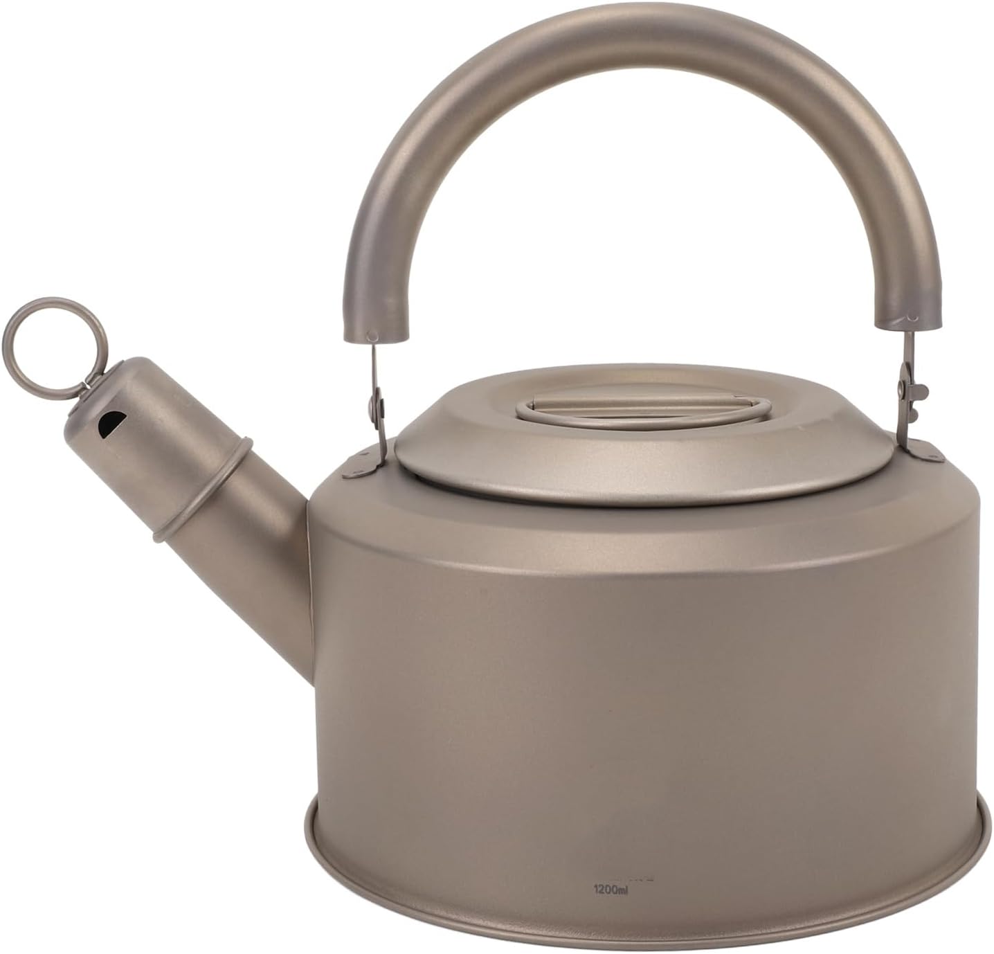Camping Kettle, Portable Tea Coffee Pot Teapot with Buzzing Alarm, 1.2L Outdoor Ti Camp Tea Kettle, Suitable for Gas Stoves, Open Fires, Scratch and Heat