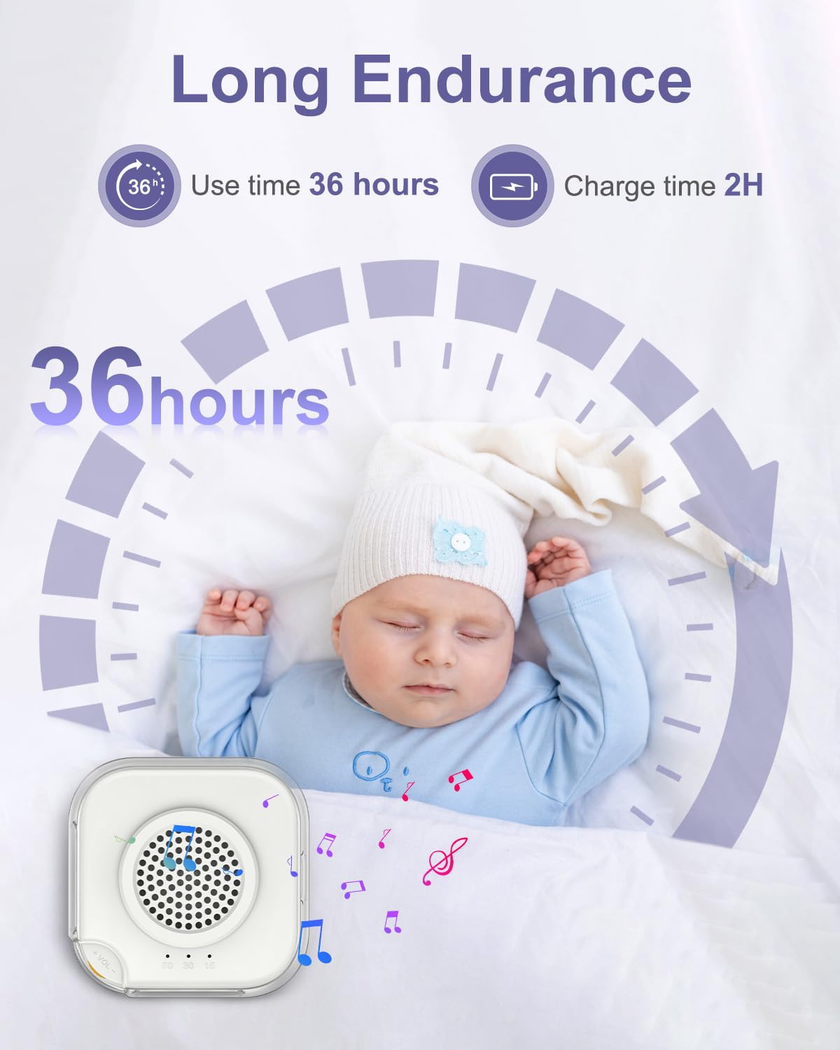 White Noise Machine Baby, biały szum z 28 dźwiękami, 3 jasności, ciepła biel, funkcja wykrywania szumów, timer, ładowanie przez USB, głośnik Bluetooth dla dzieci i dorosłych
