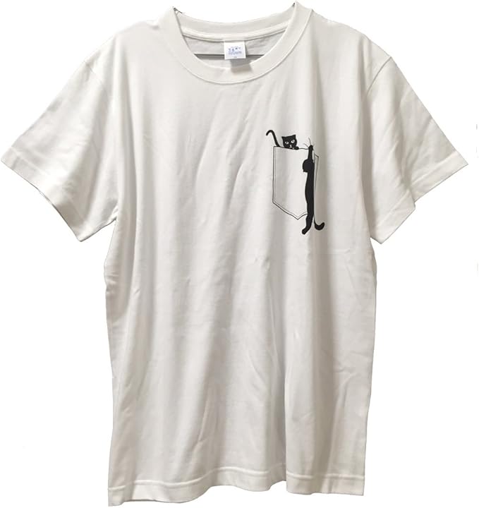 Amazon ポケットネコTシャツ CAT キャット 騙し絵 コットンらくがき