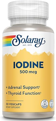 Solaray Yodo 500 mcg Puede ayudar a apoyar la función tiroidea saludable metabolismo enfoque y energía sin OMG vegano 30 cápsulas vegetales