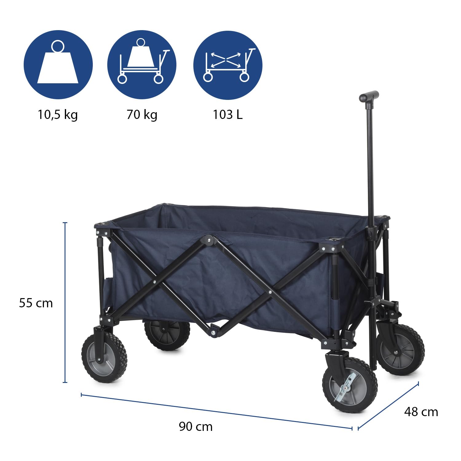 Chariot pliable Campart HC-0910 – Capacité de 70 kg – Bleu, Unique
