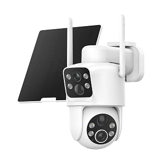 TKENPRO Dual Lens Solar Security Cameras Wireless Outdoor, 2K Full HD Video, 360° View Pan/Tilt Home Security Camera with Color Night Vision, Easy to Install, PIR Alarm, 2.4GHz WiFi - Amazon product rated Grade B