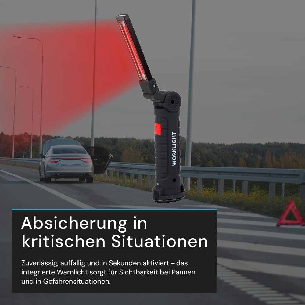 LUXULA LED-Arbeitsleuchte mit Akku 10 Stück, 5 Lichtmodi, 14 cm, USB-Aufladbar, 360° drehbare Taschenlampe mit Magnet Und Haken, Inspektionsleuchte, Werkstattlampe, Camping Zubehör, Notfall Ausrüstung