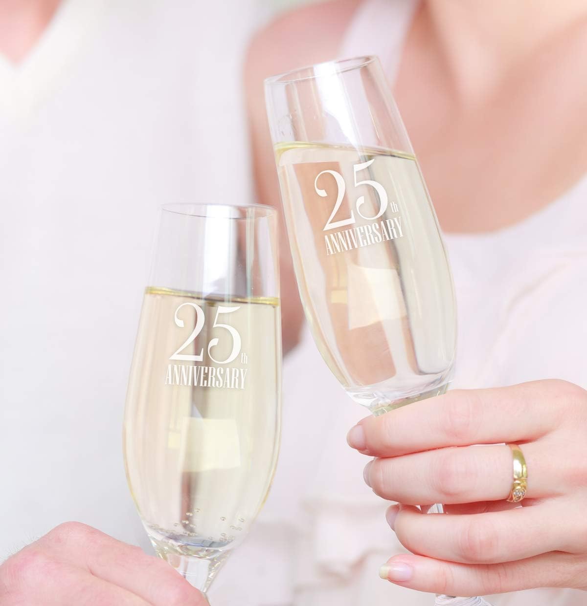 Buy 25th Anniversary Gifts For Couple By Sweetzer Orange Set Of 2 Wedding Anniversary Champagne Flutes Wine Glasses For Husband And Wife 8 Oz Engraved Champagne Glasses Gift For Married Couples