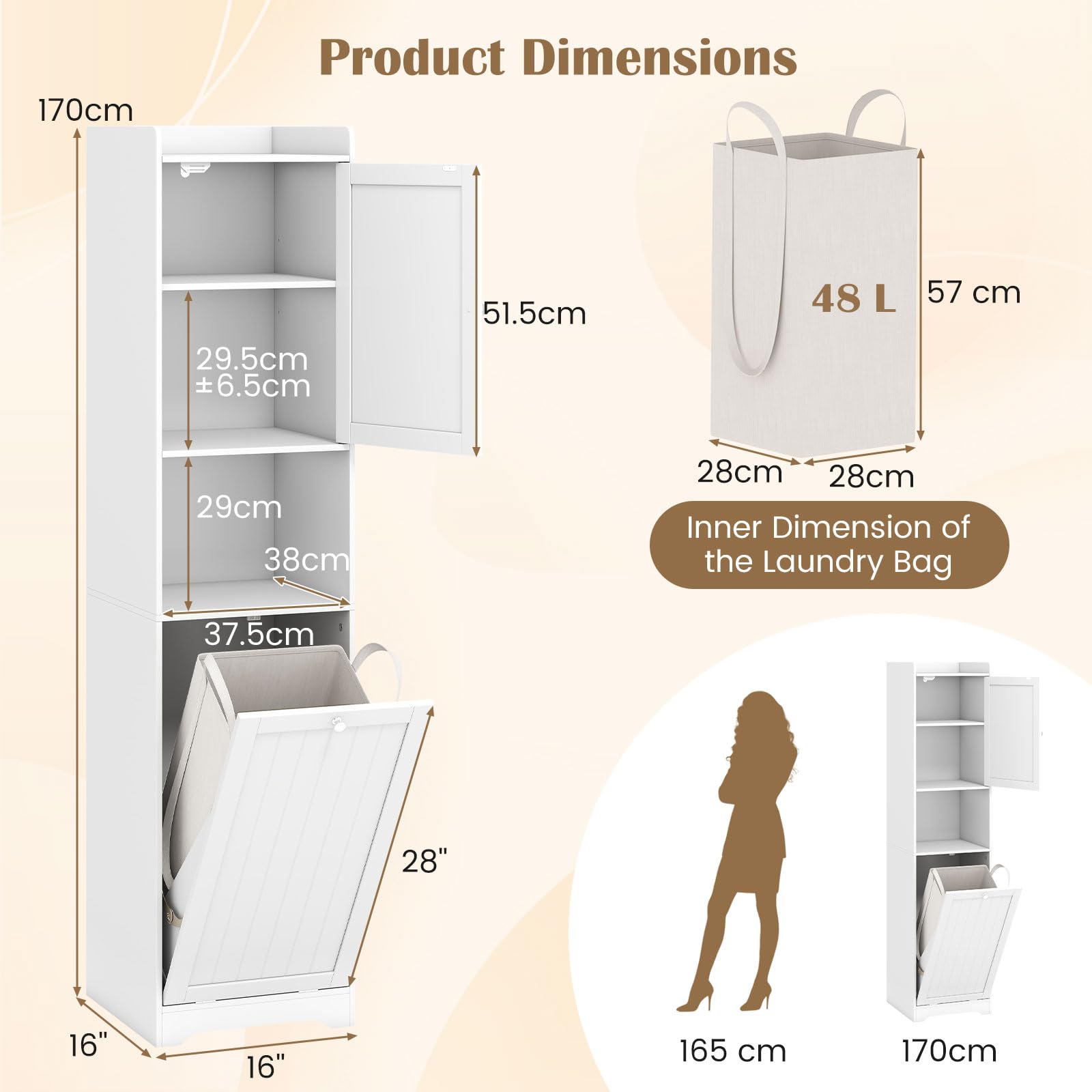 GIANTEX Armoire De Salle De Bain- Étagères Réglables- 2 Tiroirs- 2