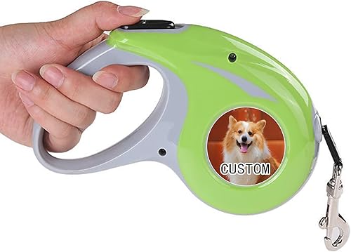 Miniatura 9 de Correa retráctil personalizada para perros con foto y texto, correa retráctil personalizada para perros pequeños y grandes Rosado,Negro