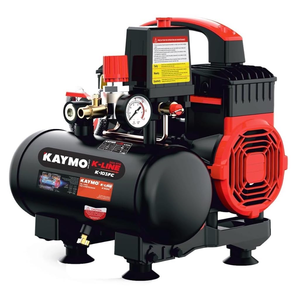 Kaymo K-103FC Air Compressor | 1.2 HP, 3L Oil-Free | 2800 RPM High-Speed Copper Motor | Compact, Low Noise & Portable | Ideal for Pneumatic Tools, Tire Inflation & DIY Applications-image-29