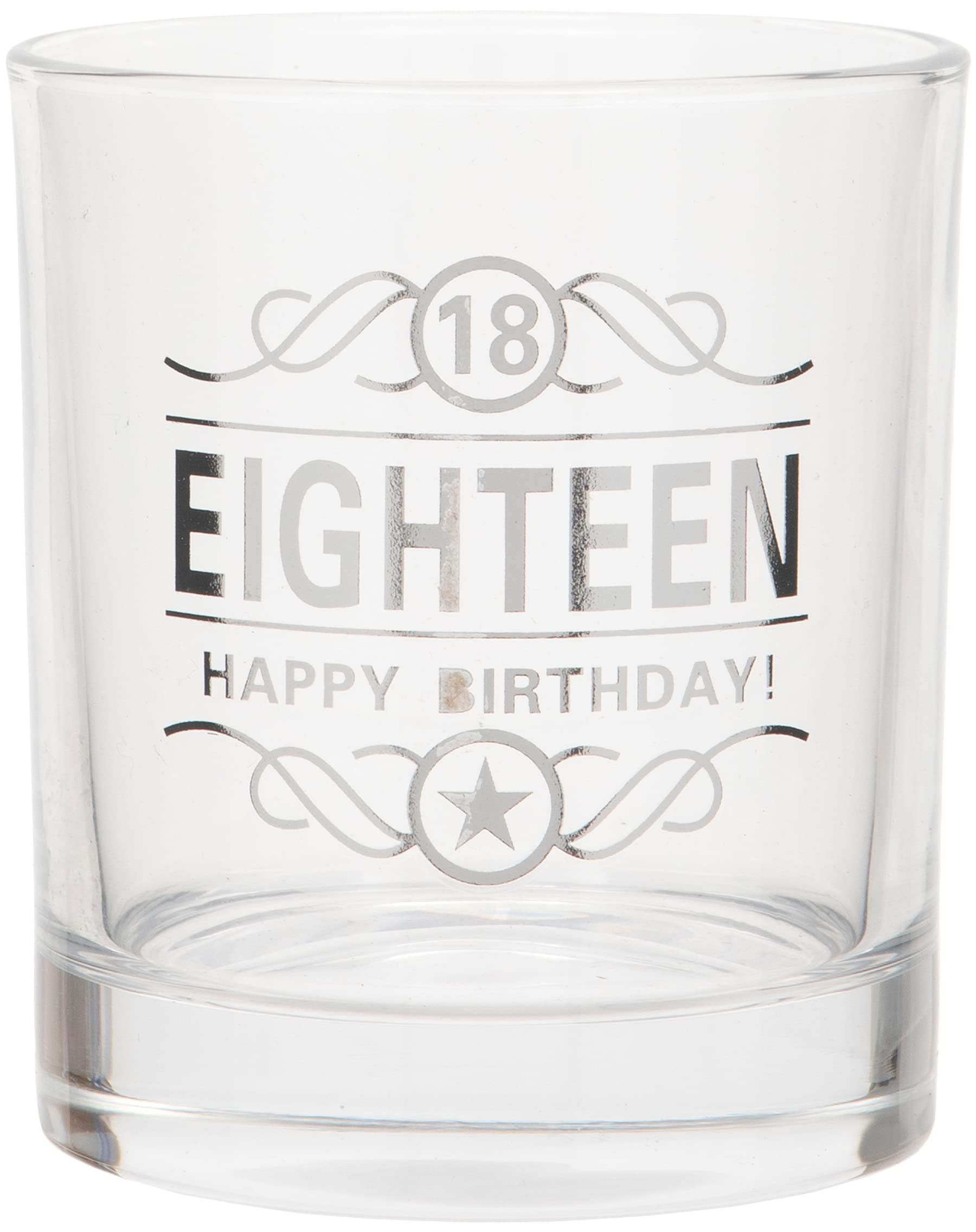 Maturi Transparent 18Th Birthday Spirit Glass 'Eighteen Happy Birthday!', 350Ml, Gift Boxed