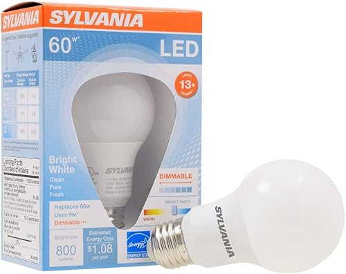 Miniatura 20 de Sylvania Ultra - Bombilla LED equivalente a 60 W A19, eficiente 9 W, base media, regulable, acabado esmerilado, 800 lúmenes, blanco brillante,