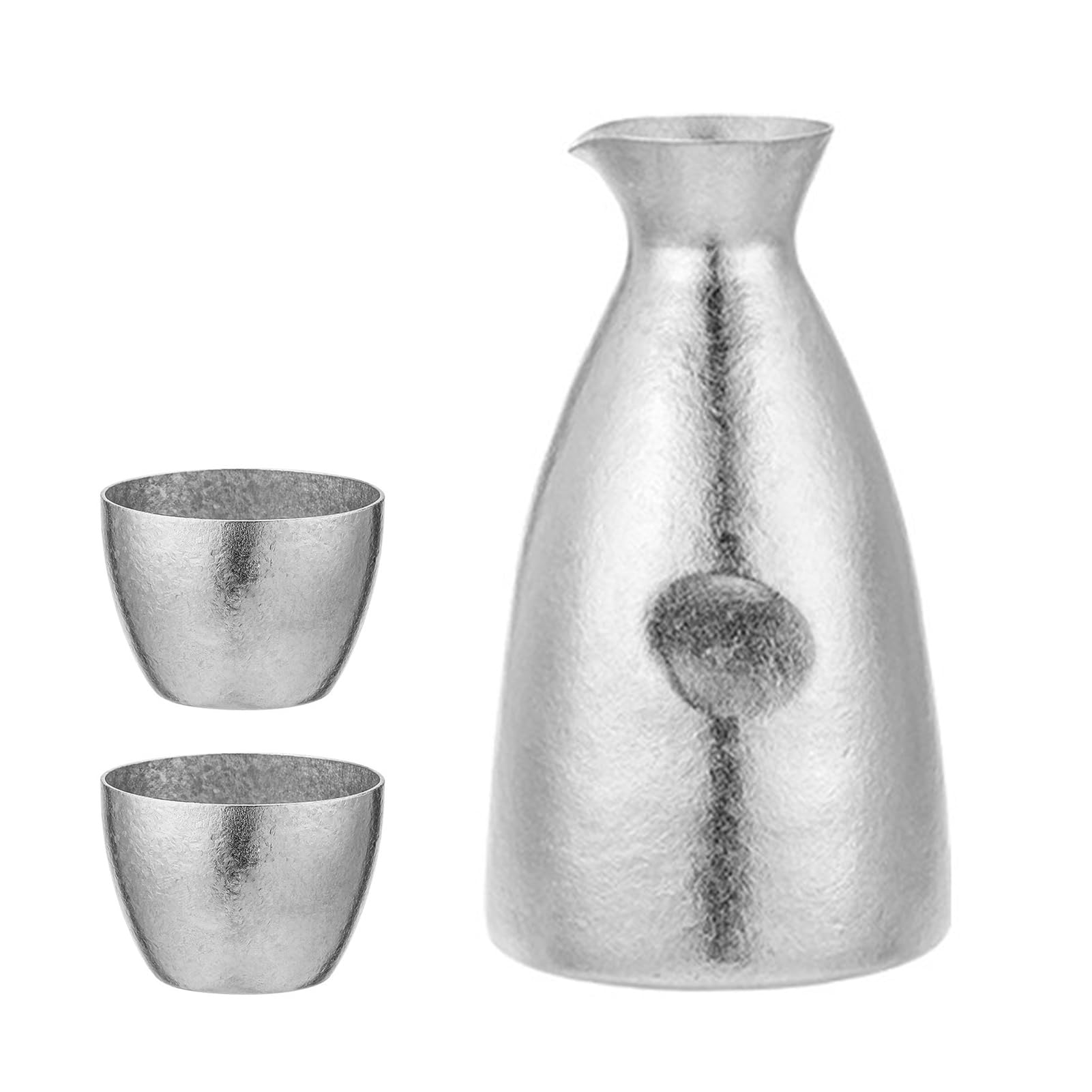 Generic Juego de Sake Japonés Portátil, Elegante Material Ti, Vertido Suave, Actividades Al Aire, Olla de 390ML + 2 Tazas de 40ML (Olla de sake cóncava + 2 tazas [Estilo flor de)