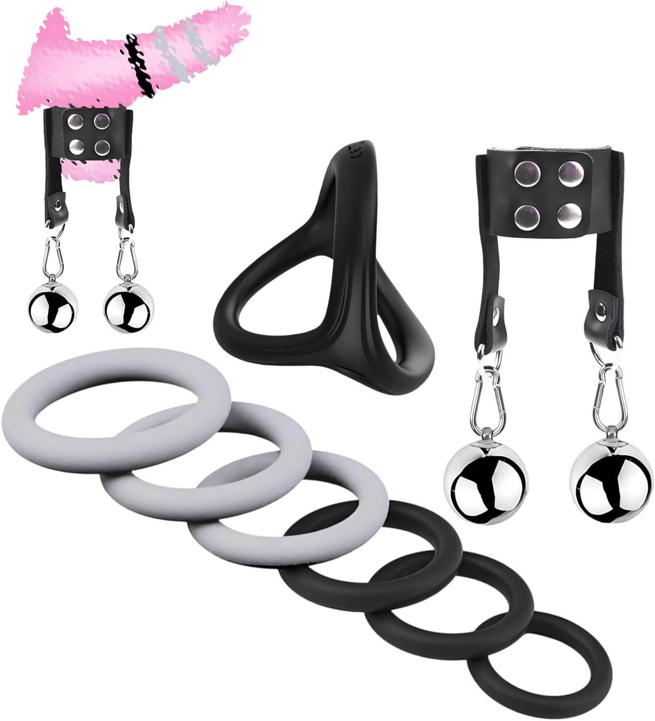 Men's Stainless Steel Physical Ball Accessories Exercise Hanging Device with 7 Lightweight Aid Accessories-hl005Hu (A-Gray, 45mm)
