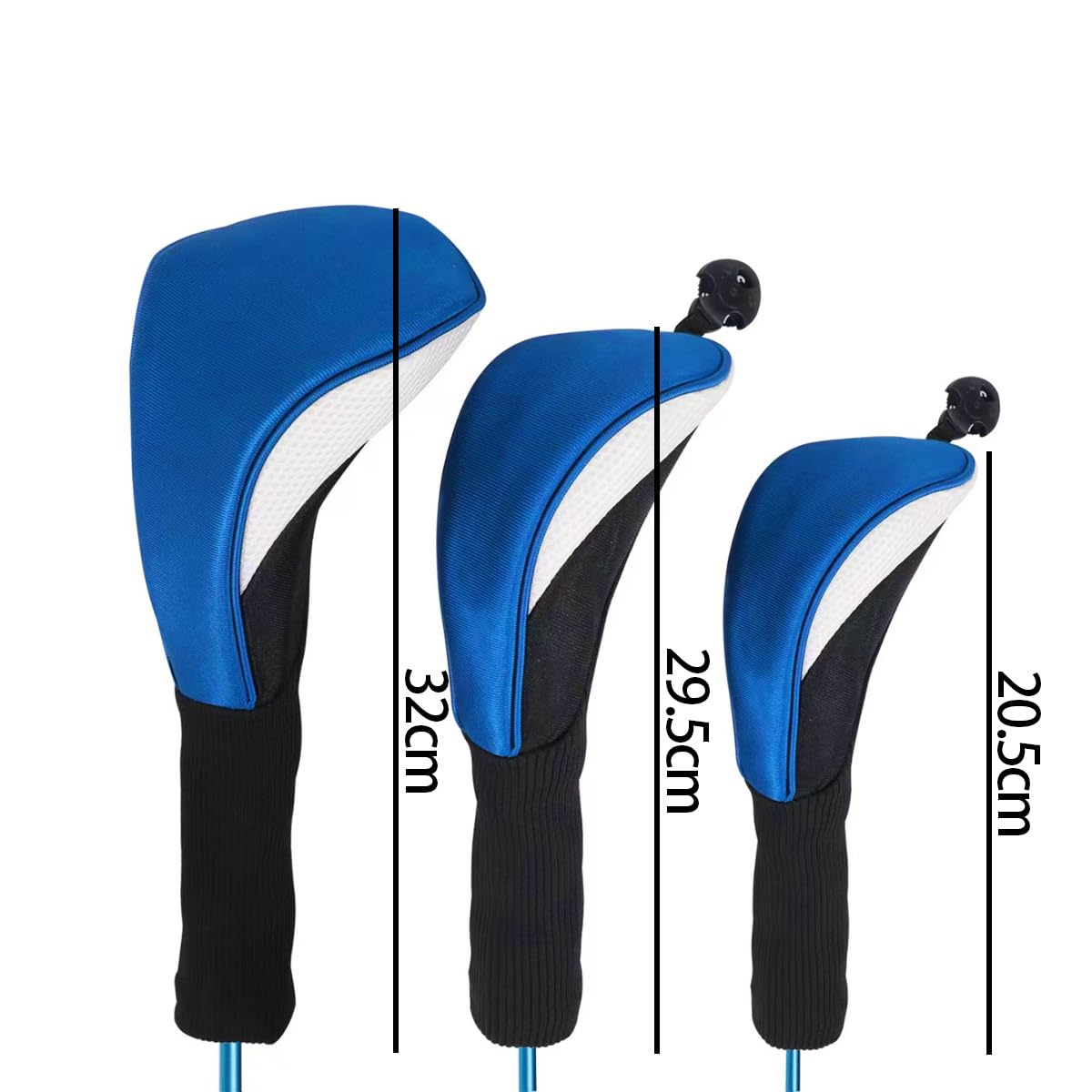 Namvo Juego de 3 cubiertas de madera para palo de golf, funda protectora para palo de golf, color azul y blanco