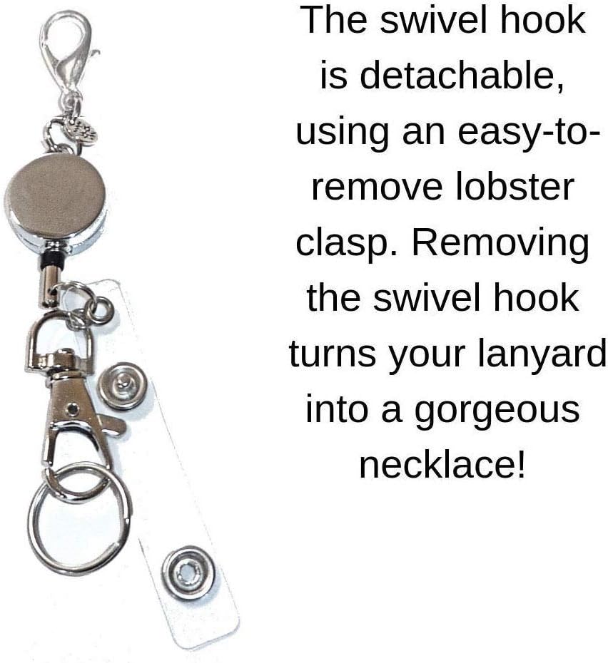 Breakaway or Retractable Reel Women's Lanyard Strong Stainless Steel Chain Heart ID Badge Card Holder Teacher Nurse Keys - Image 6