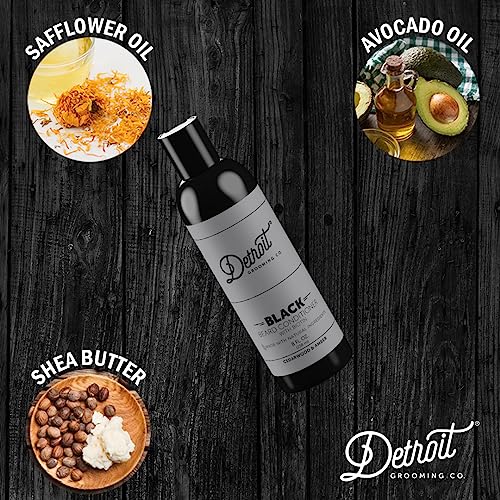 Detroit Grooming Co. Beard & Mustache Conditioner For Men With Argan Oil & Cocoa Seed Butter - Softener, Detangler, Hydrating Conditioner & Face Moisturizer - Cedarwood Amber- Black Edition - 8Oz #TOP3