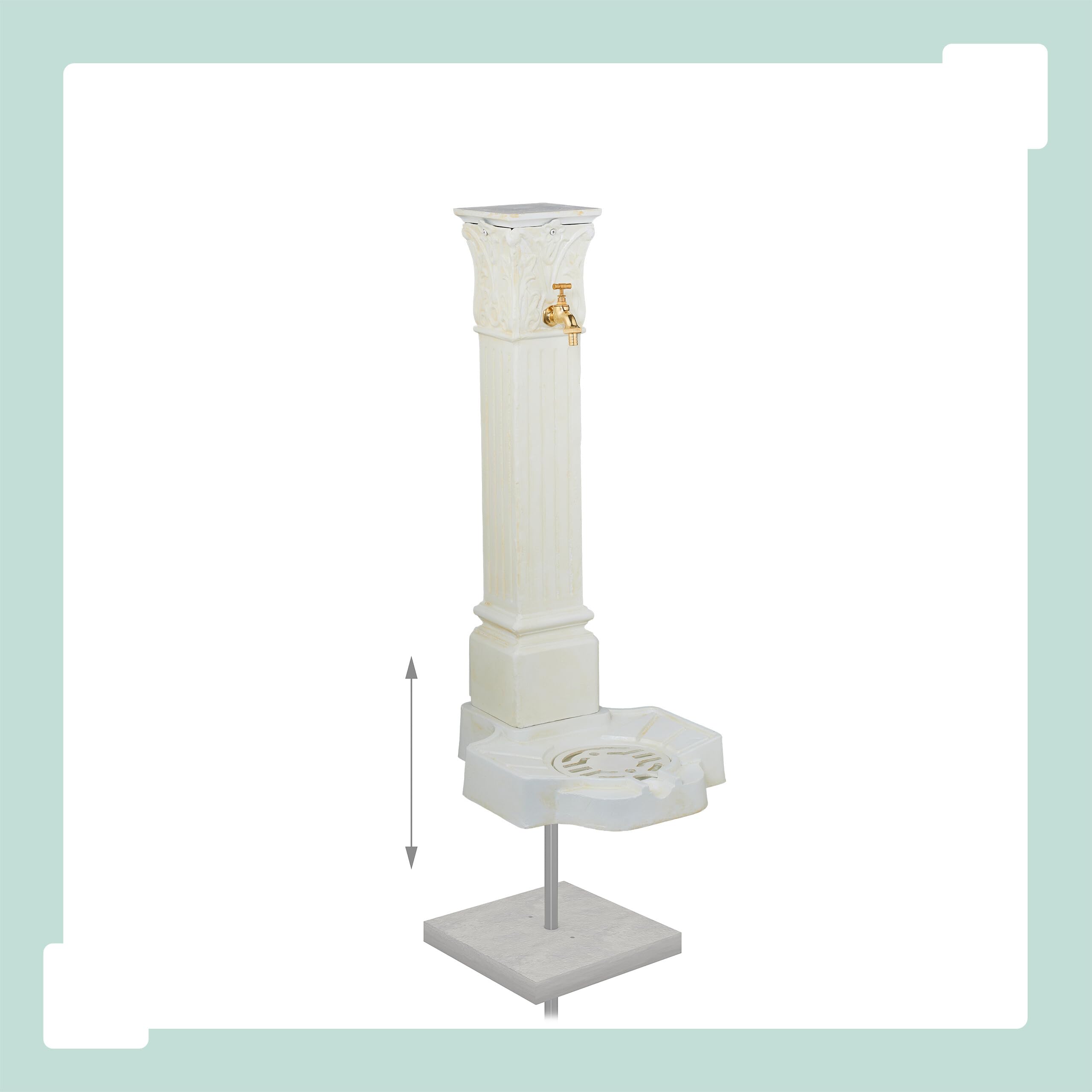 Relaxdays Fuente de Pie Antigua Aluminio Fundido 93x47x38 cm Blanco Latón