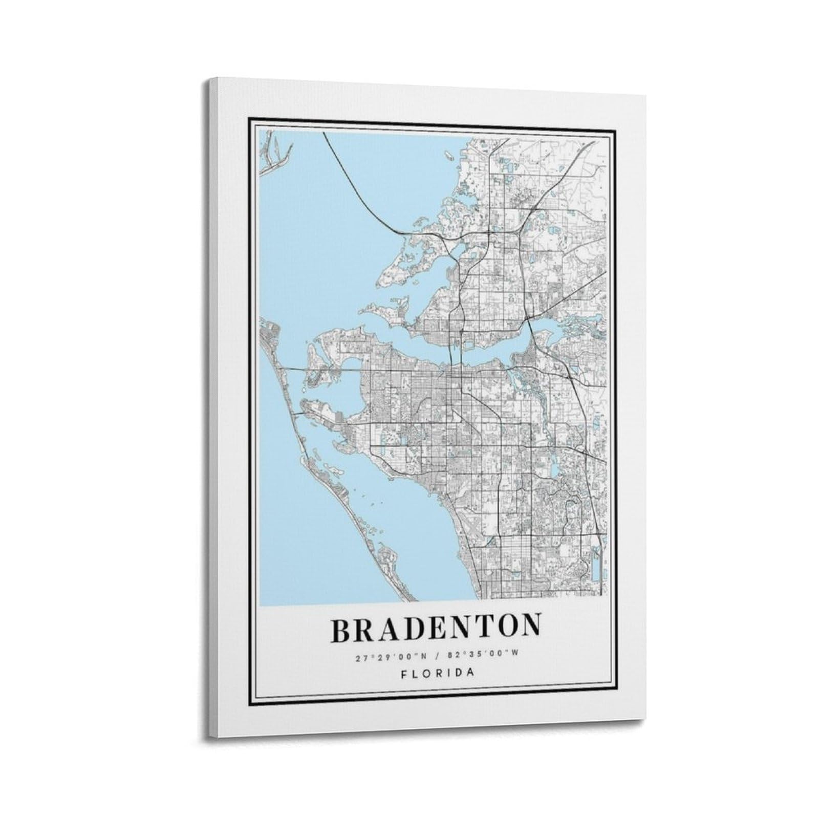 xiaoxiaoshen Bradenton Florida Map Canvas Poster Wall Art Prints Room Aesthetic Murals Bedroom And Living Decorations 20x30inch(50x75cm)