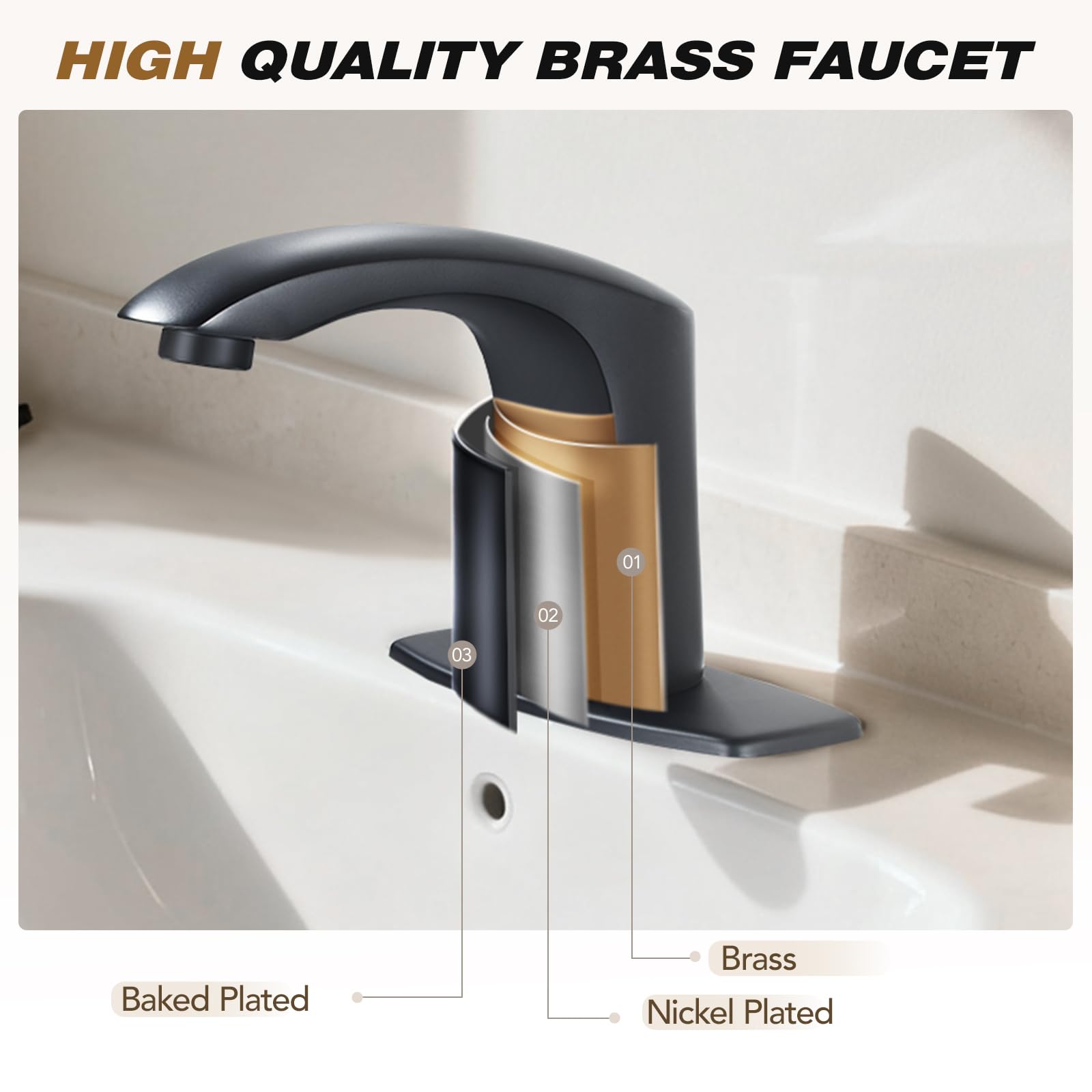 Gangang touch free sensore automatico per lavello caldo freddo rubinetto rubinetto di rubinetto automatico, nero, FN0102B