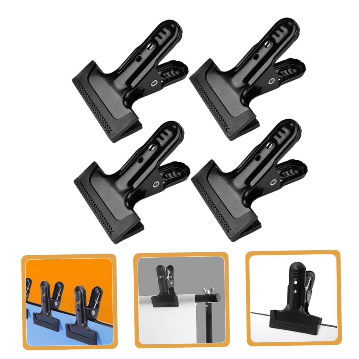 HOMOCONO Professional Backdrop Clamp Set 4 Pack of Powerful Backdrop Clamps in Rolled Steel